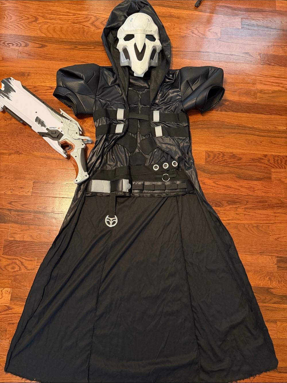 Overwatch Reaper Hooded Kids Costume with Mask and nerf rivals gun